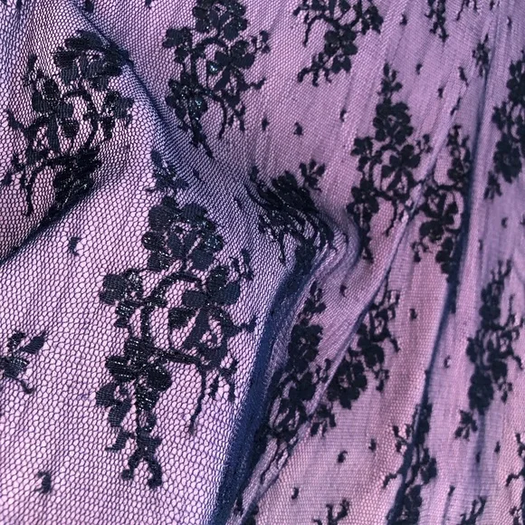 Purple High Low Skirt and Top. Lace fabric.